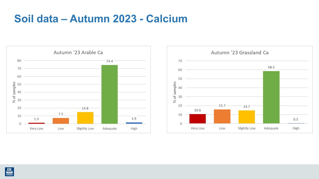 Soil Data Autumn 2023 Calcium bar graph table