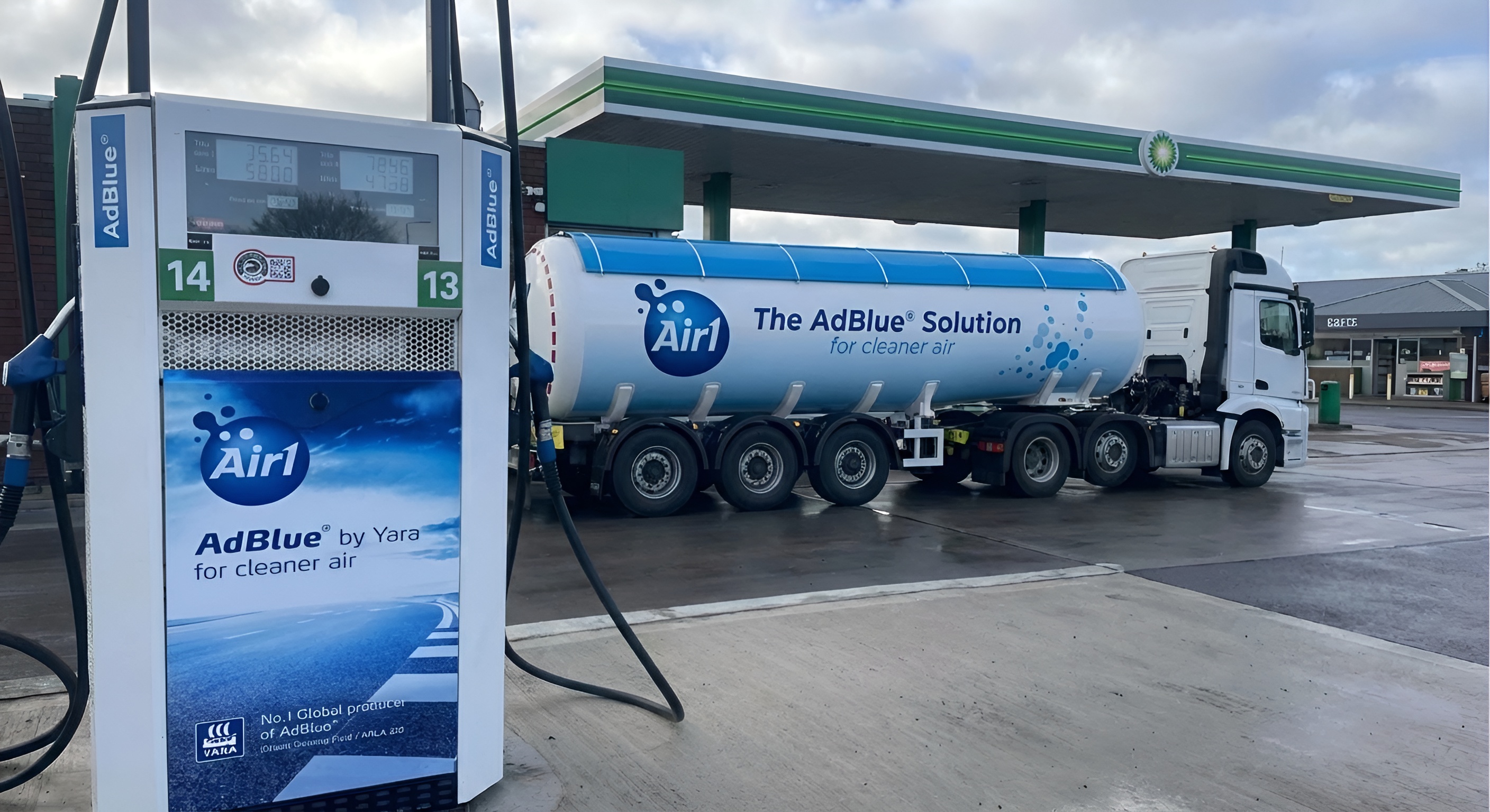 Adblue lorry in a petrol station