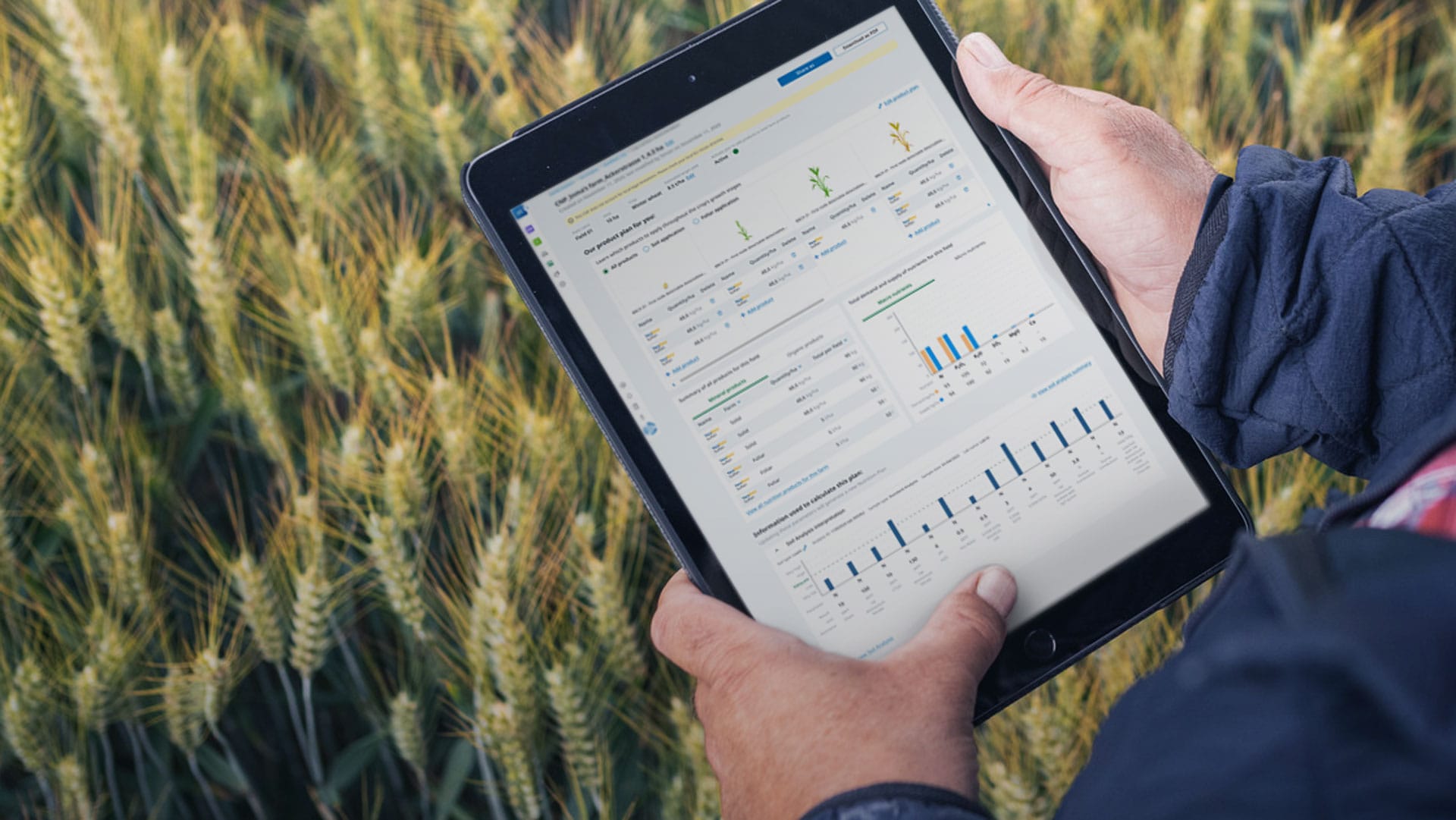 farmer on a ipad viewing a Nutrition plan on Atfarm 