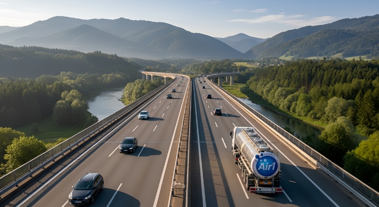 Adblue truck on a motorway