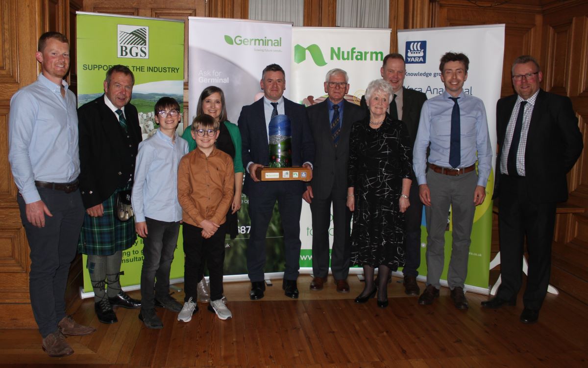 Group image of the winners of the British Grassland Society with Judges and family members