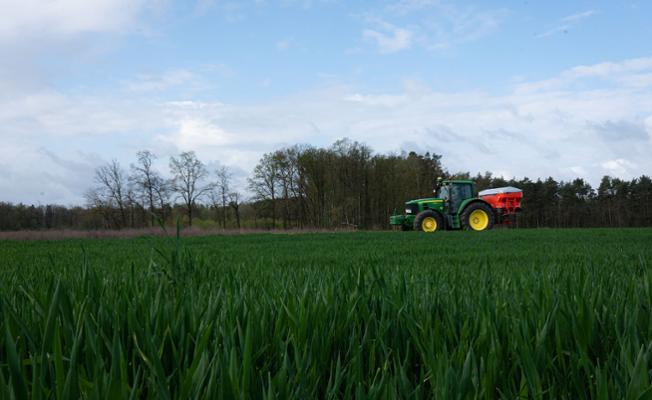 Tractor on a wheat field